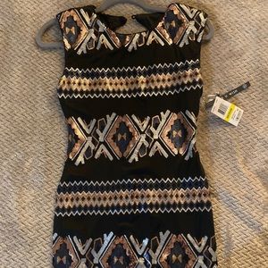 As U Wish Black & Rose Gold Sequin Dreas